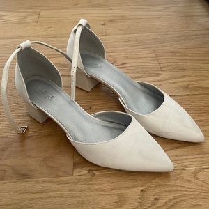 White bridal satin wedding shoes